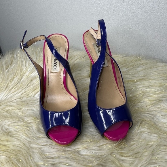 Steve Madden P-Evan Patent High Heel Slingback‎ Strap Open Toe 6 - Picture 4 of 11